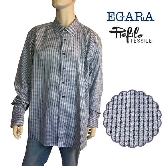 EGARA Dress Shirt Profilo Tessile 100% Cotton No Iron Men's Wearhouse NWOT - Picture 1 of 16